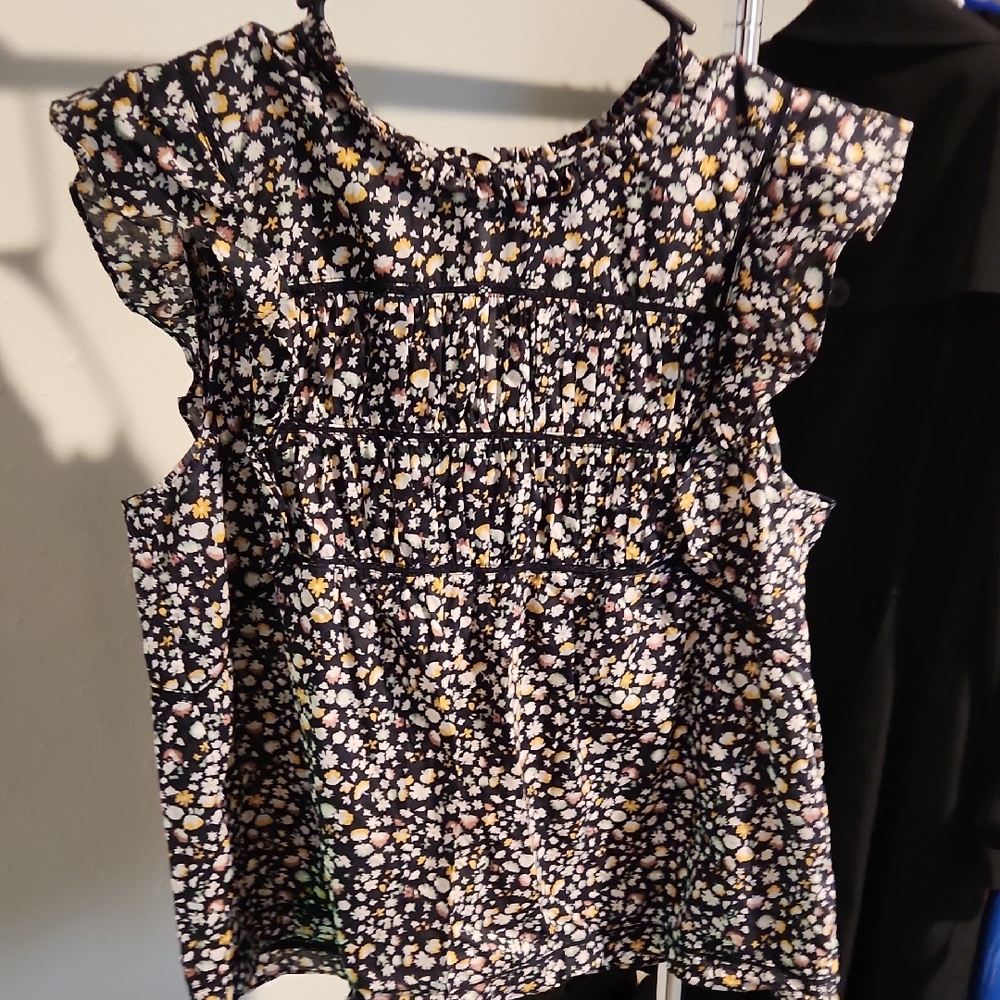 Rails Black and White Floral Blouse